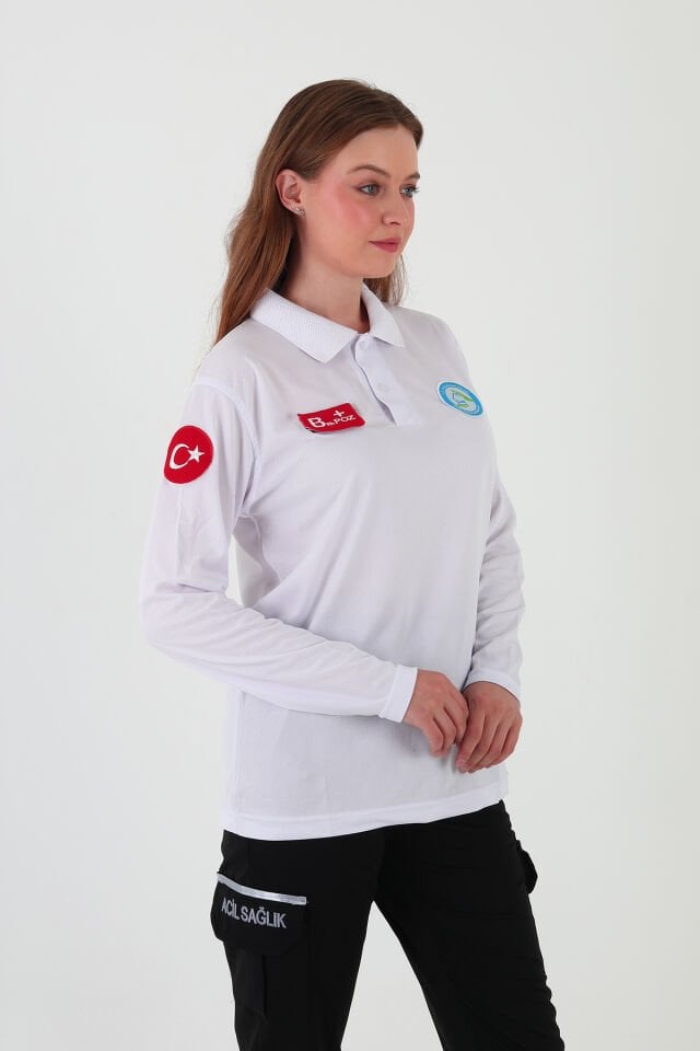 Evde Sağlık Beyaz Uzun Kollu Comfort T-shirt (Unisex-Fileli)