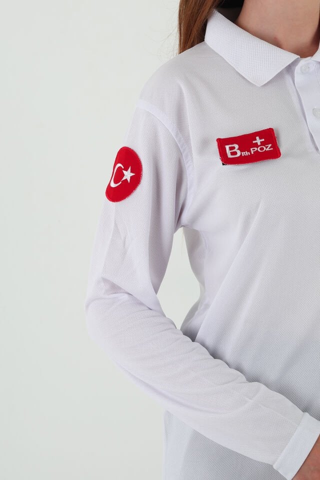 Evde Sağlık Beyaz Uzun Kollu Comfort T-shirt (Unisex-Fileli)
