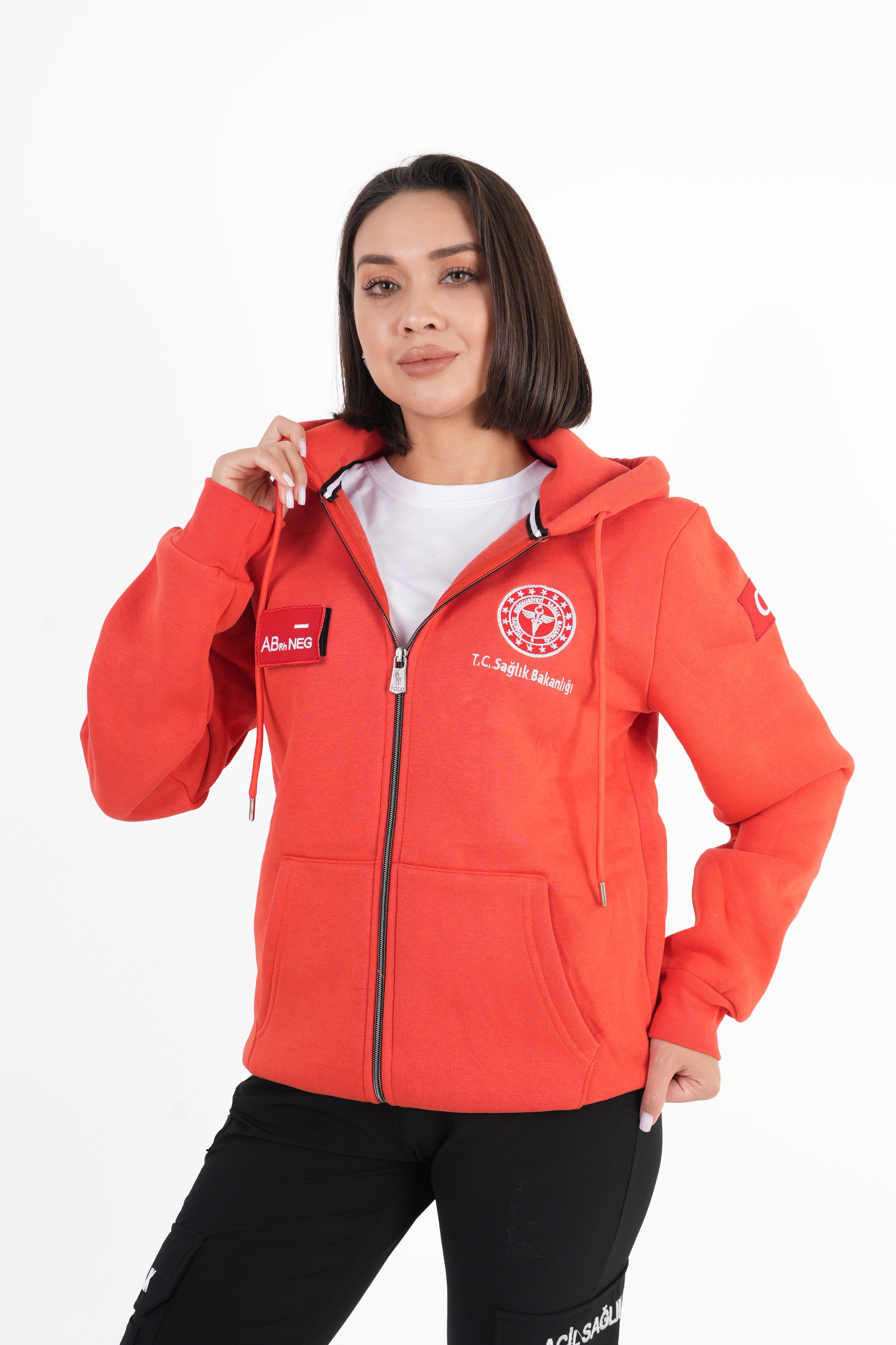 Sağlık Bakanlığı 112 Acil Turuncu Kapşonlu Polar (Unisex)