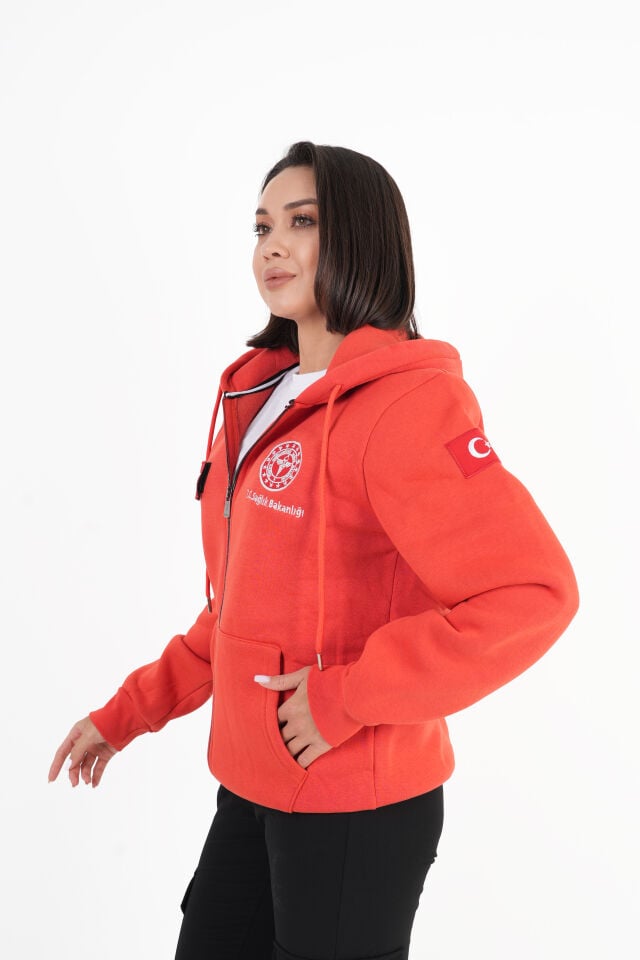 Sağlık Bakanlığı 112 Acil Turuncu Kapşonlu Polar (Unisex)