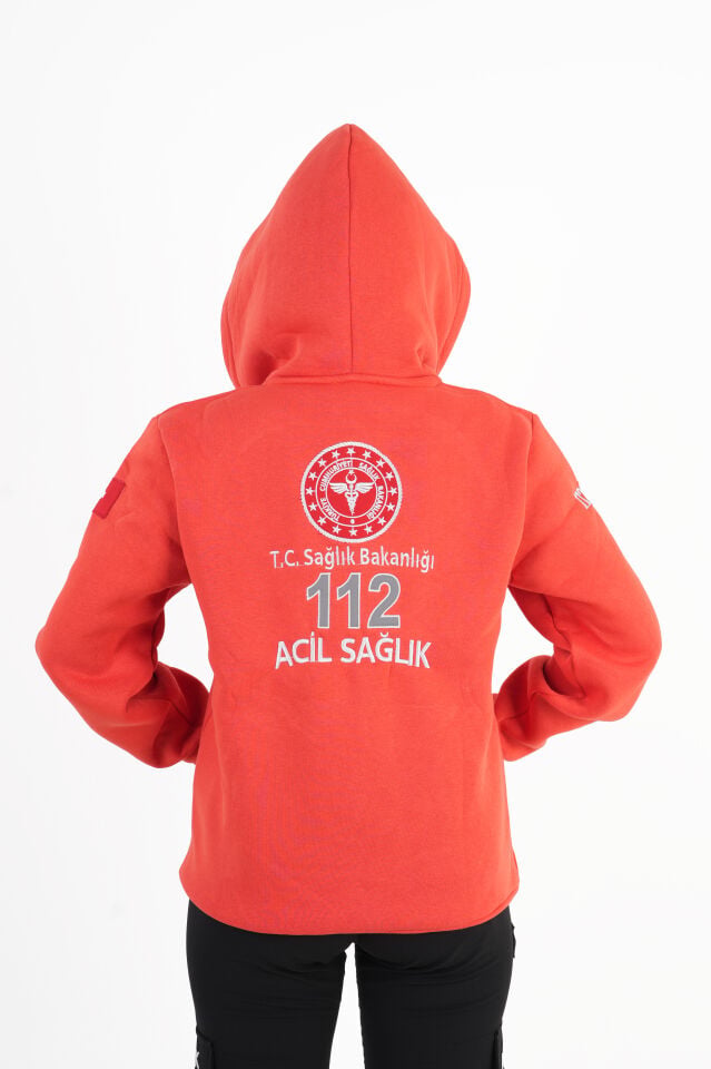 Sağlık Bakanlığı 112 Acil Turuncu Kapşonlu Polar (Unisex)