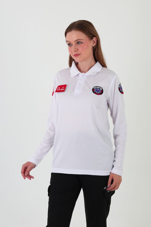 Yeni Paramedik Beyaz Uzun Kollu Comfort T-shirt (Unisex-Fileli)