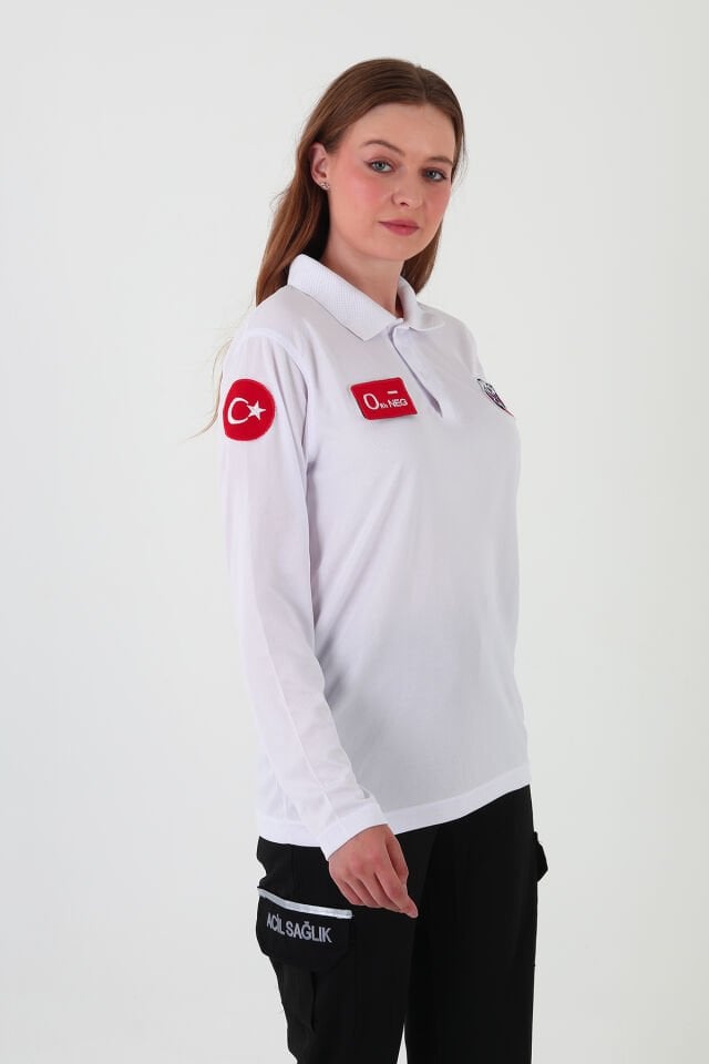 Yeni Paramedik Beyaz Uzun Kollu Comfort T-shirt (Unisex-Fileli)