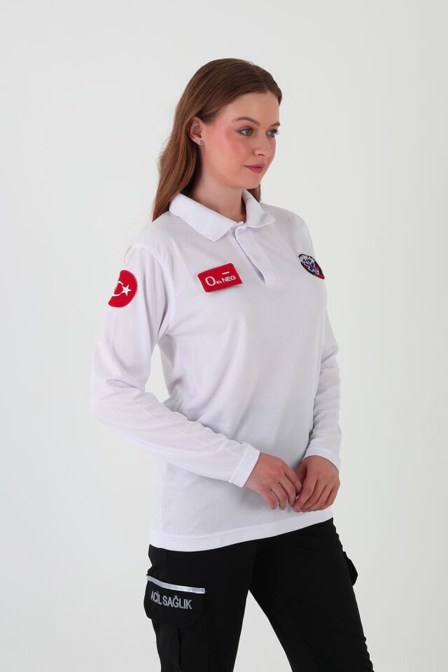 Yeni Paramedik Beyaz Uzun Kollu Comfort T-shirt (Unisex-Fileli)