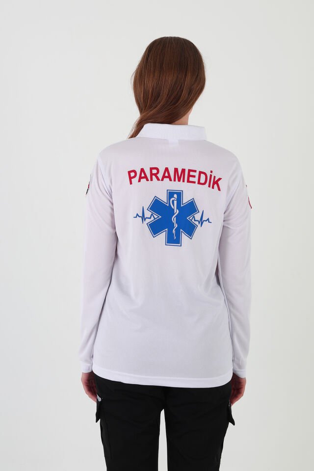 Yeni Paramedik Beyaz Uzun Kollu Comfort T-shirt (Unisex-Fileli)