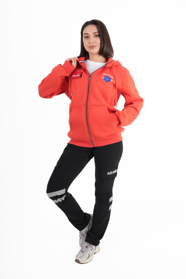 Paramedik Turuncu Kapşonlu Polar (Unisex)