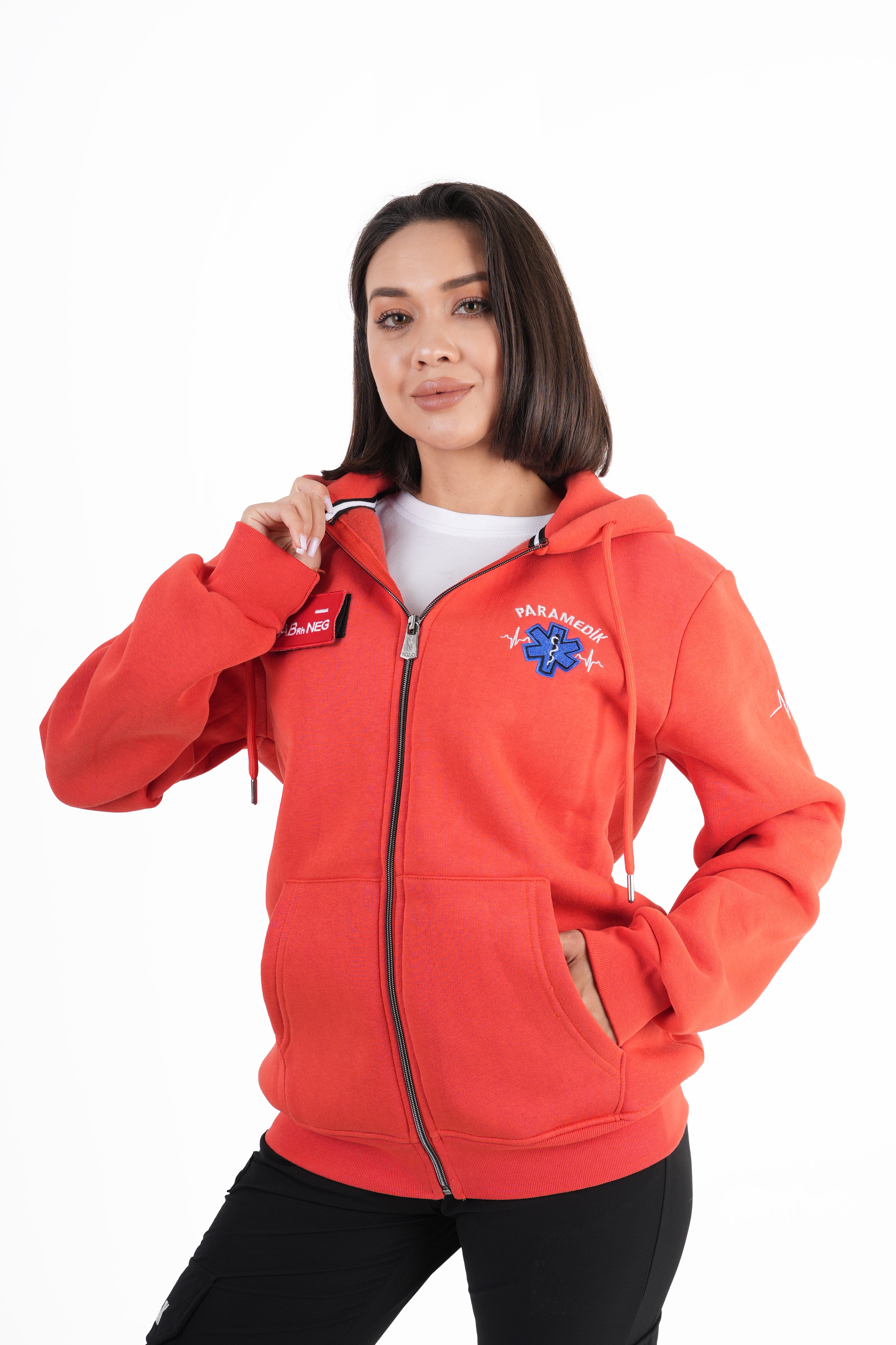Paramedik Turuncu Kapşonlu Polar (Unisex)