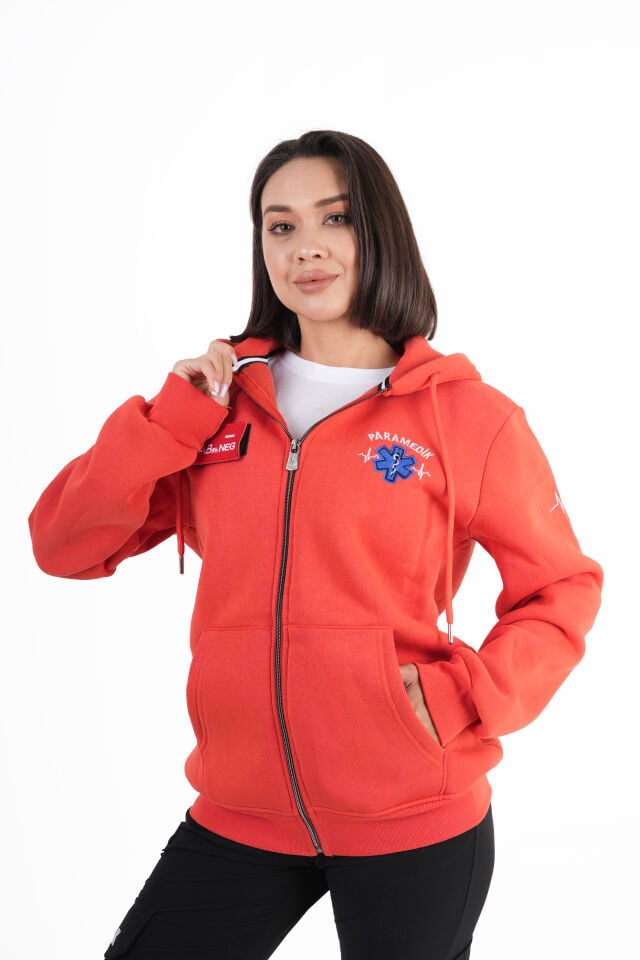 Paramedik Turuncu Kapşonlu Polar (Unisex)