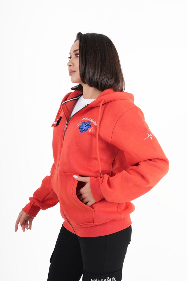 Paramedik Turuncu Kapşonlu Polar (Unisex)