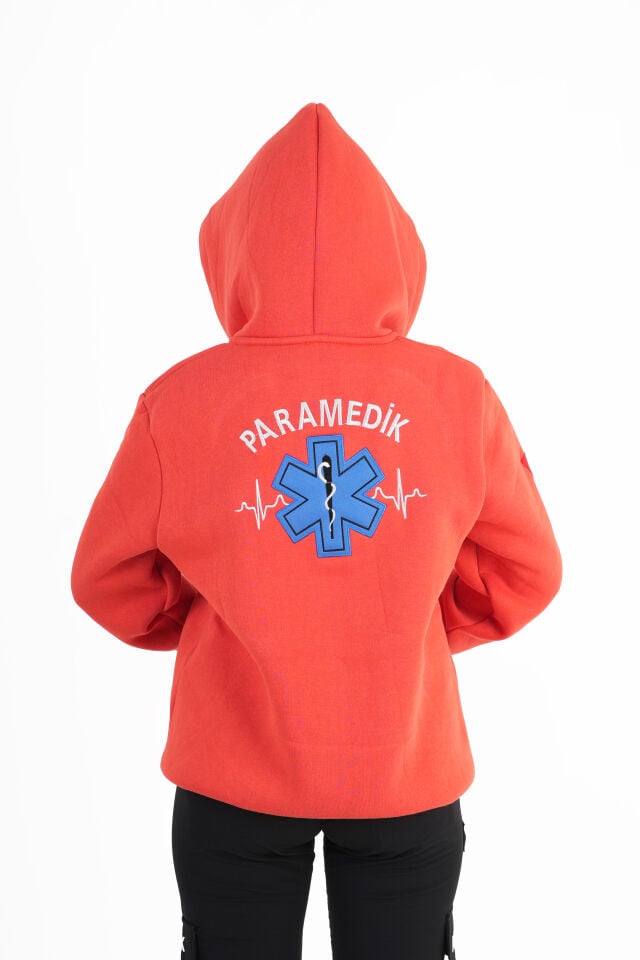 Paramedik Turuncu Kapşonlu Polar (Unisex)