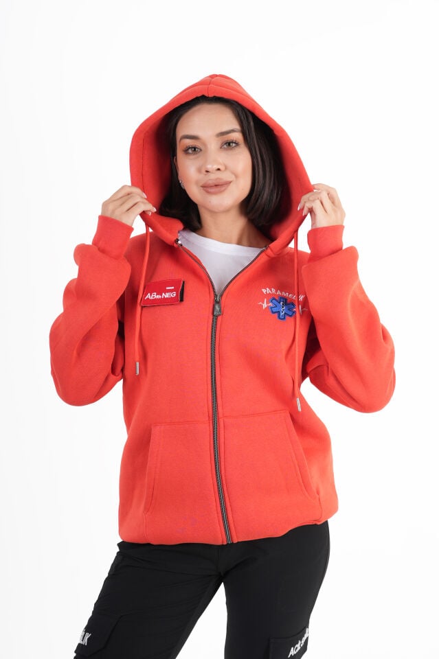 Paramedik Turuncu Kapşonlu Polar (Unisex)