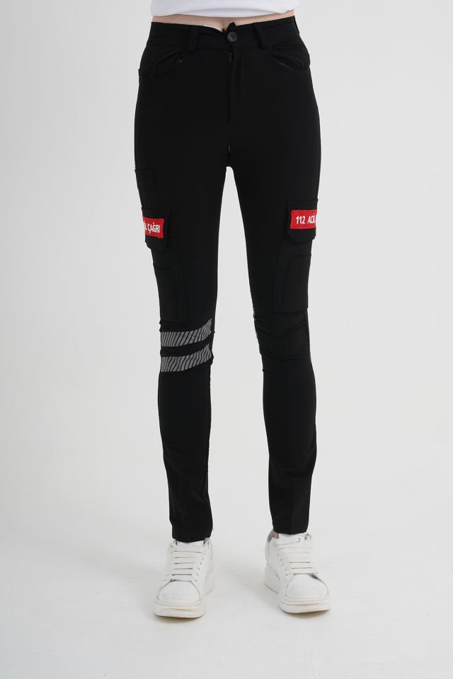 Yeni Acil Çağrı Merkezi Siyah Outdoor Likralı Pantolon (Unisex)