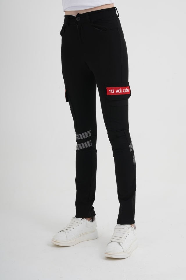 Yeni Acil Çağrı Merkezi Siyah Outdoor Likralı Pantolon (Unisex)