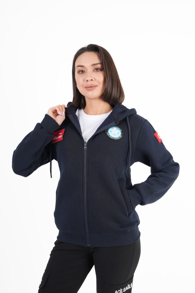UMKE Lacivert Kapşonlu Polar (Unisex)