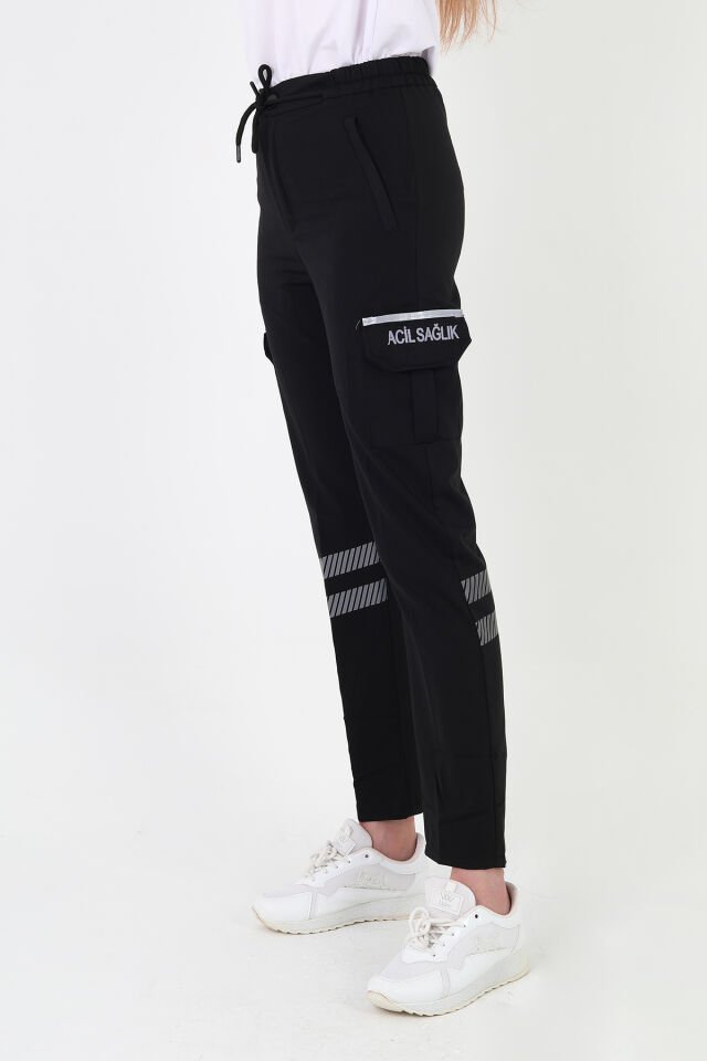 Yeni 112 Acil Sağlık Siyah Yazlık Premium Likralı Pantolon (Unisex)