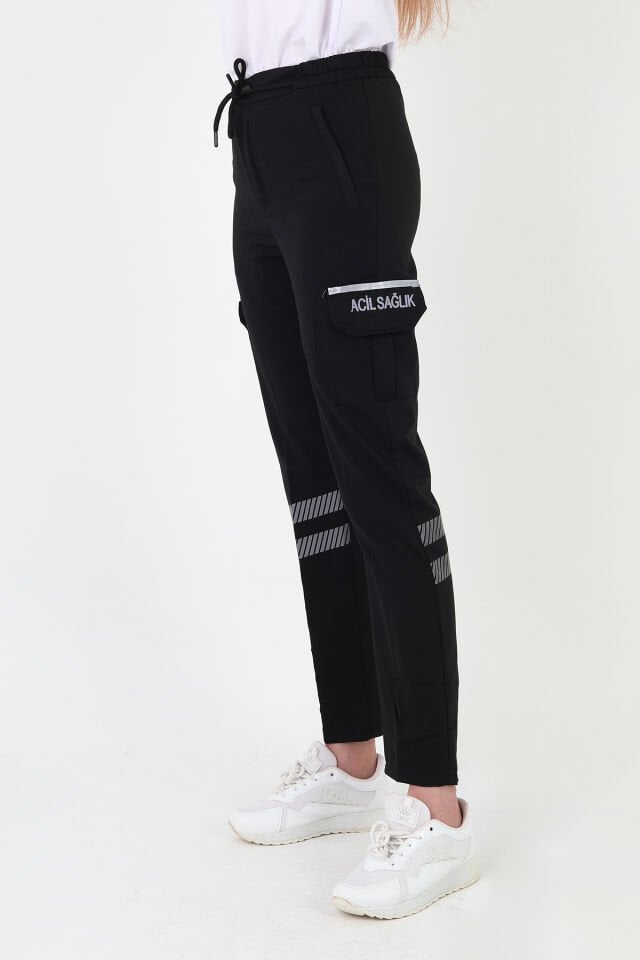 Yeni 112 Acil Sağlık Siyah Yazlık Premium Likralı Pantolon (Unisex)