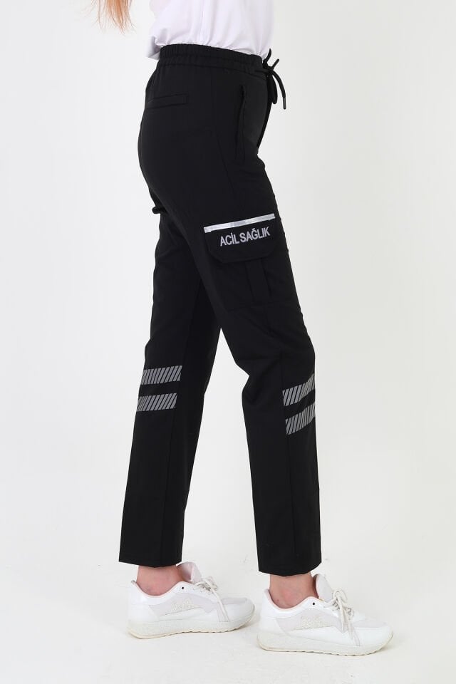 Yeni 112 Acil Sağlık Siyah Yazlık Premium Likralı Pantolon (Unisex)