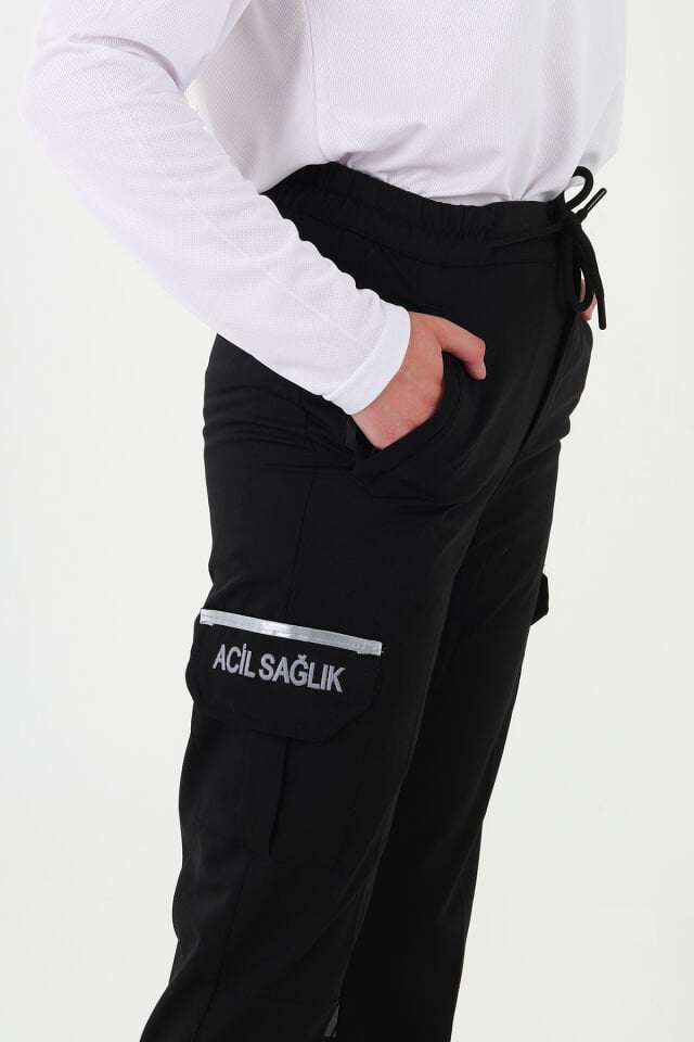 Yeni 112 Acil Sağlık Siyah Yazlık Premium Likralı Pantolon (Unisex)