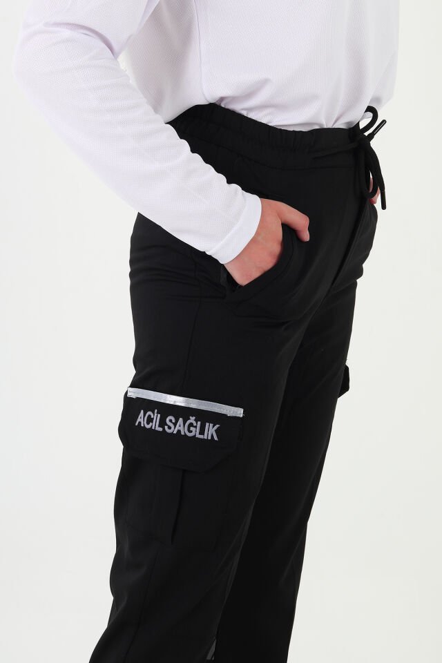 Yazlık 112 Acil Sağlık Siyah Premium Likralı Pantolon (Unisex)