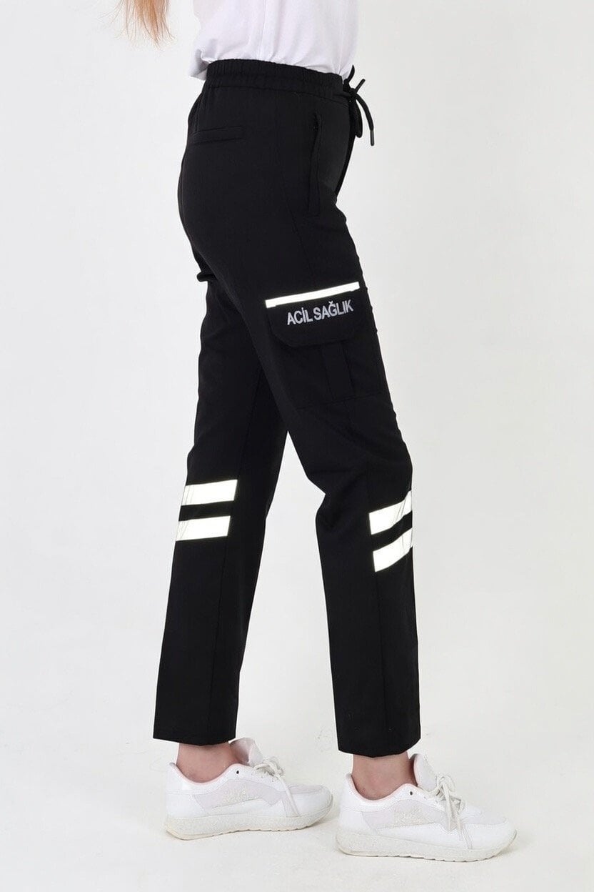 Yazlık 112 Acil Sağlık Siyah Premium Likralı Pantolon (Unisex)