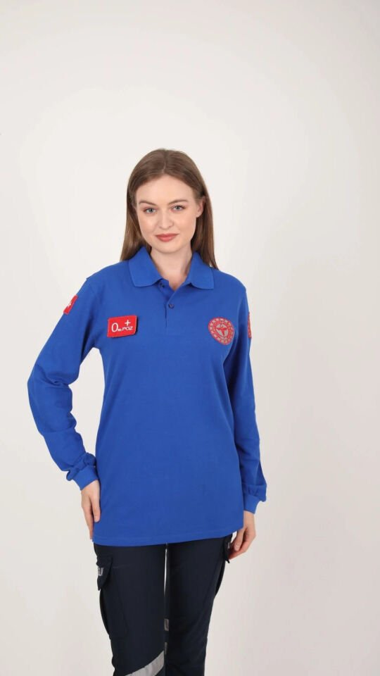 Evde Sağlık Sax Mavisi Uzun Kollu Lacost T-shirt (Unisex)