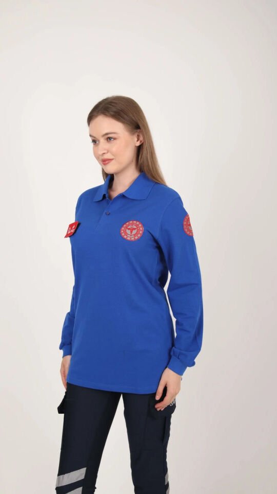 Evde Sağlık Sax Mavisi Uzun Kollu Lacost T-shirt (Unisex)