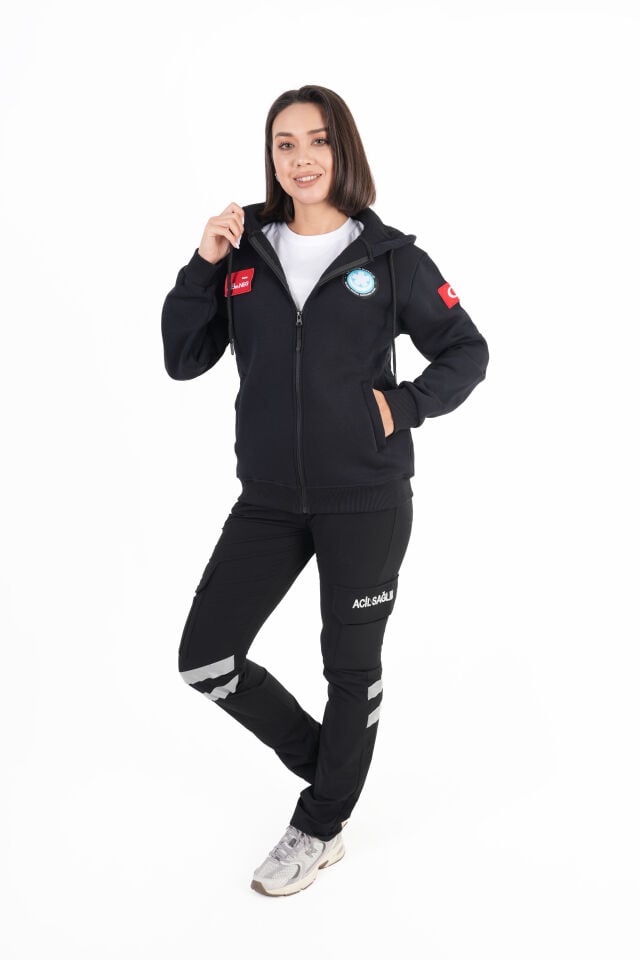 UMKE Siyah Kapşonlu Polar (Unisex)