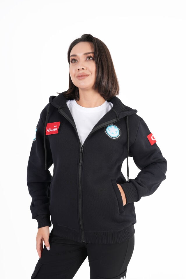 UMKE Siyah Kapşonlu Polar (Unisex)