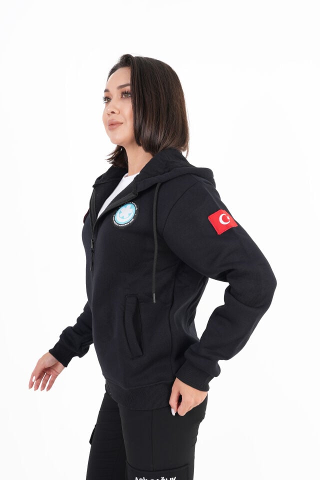 UMKE Siyah Kapşonlu Polar (Unisex)
