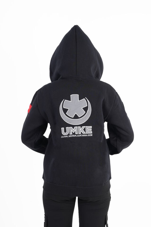 UMKE Siyah Kapşonlu Polar (Unisex)