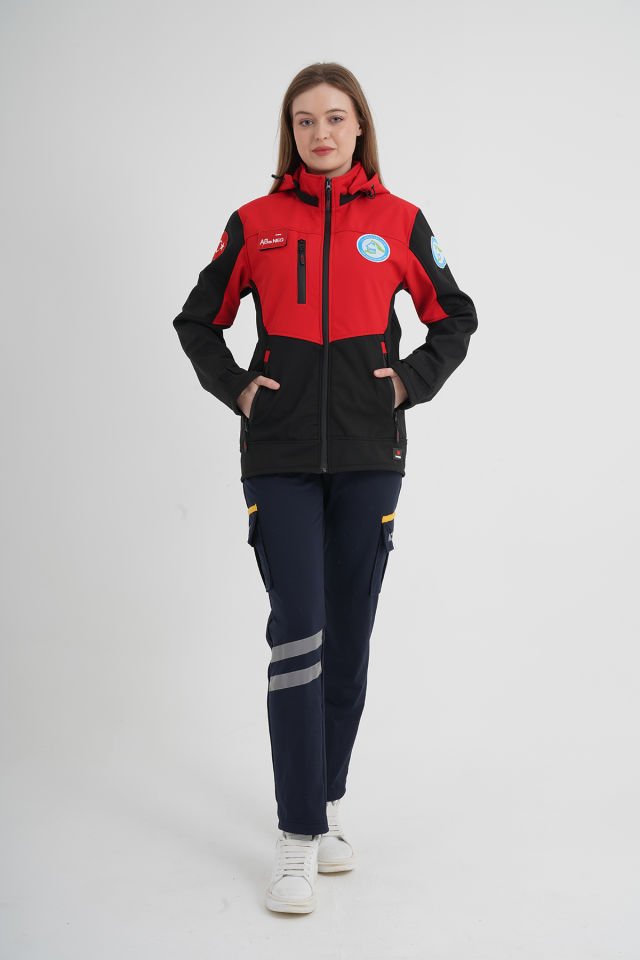 Yeni Evde Sağlık Kırmızı-Siyah Mont (Unisex)