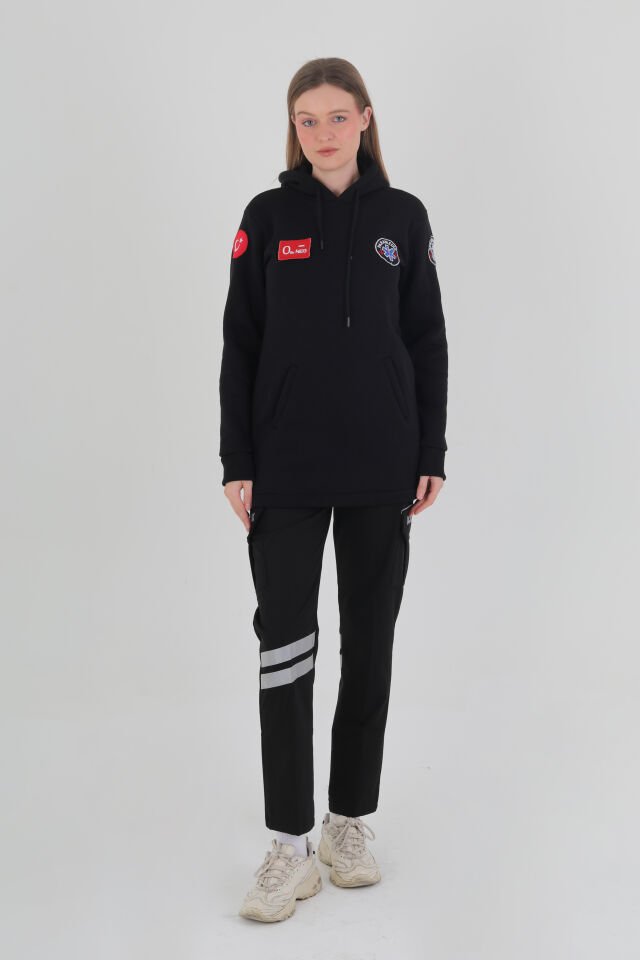 Paramedik Siyah Tunik Kapşonlu Swit