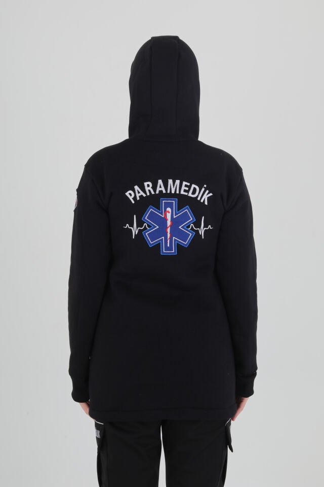 Paramedik Siyah Tunik Kapşonlu Swit