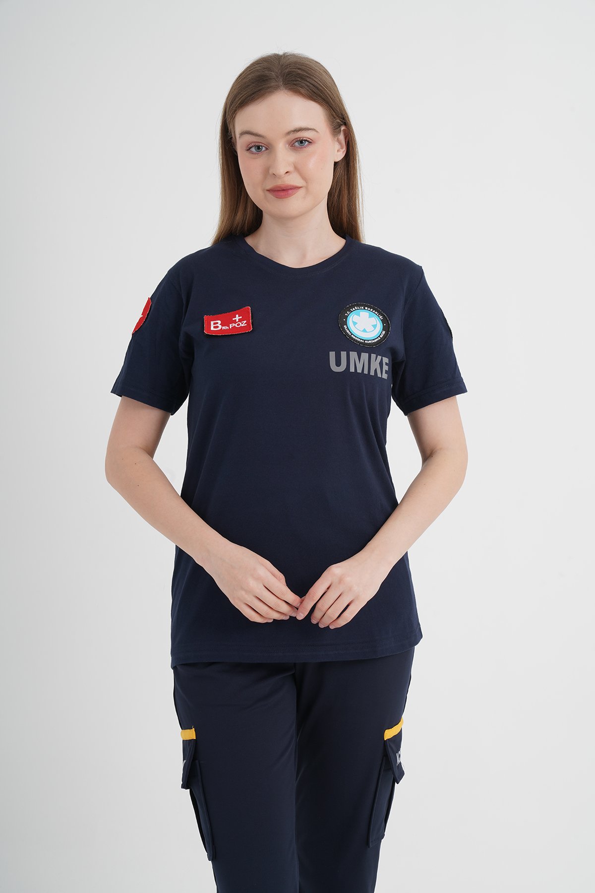Yeni UMKE Sıfır Yaka Lacivert Penye T-shirt (Unisex)