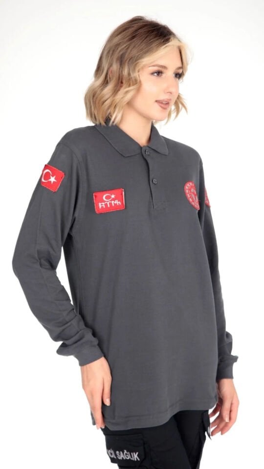 Evde Sağlık Füme Uzun Kollu Lacost T-shirt (Unisex)