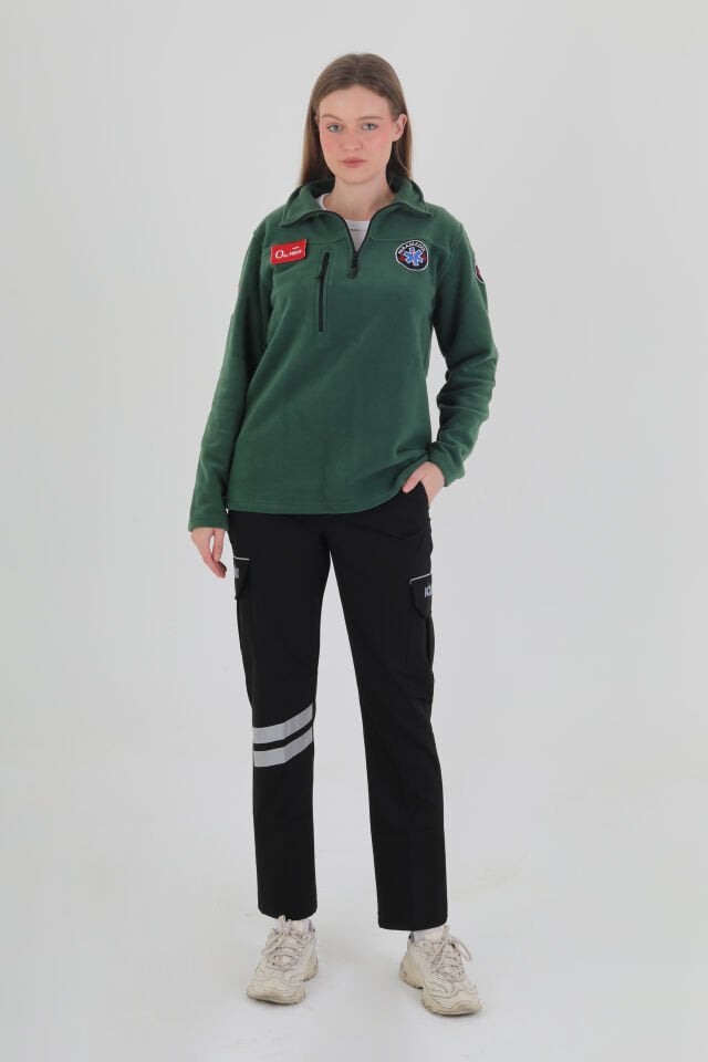 Paramedik Avcı Yeşili Fermuarlı Swit (Unisex-Polar Kumaş)