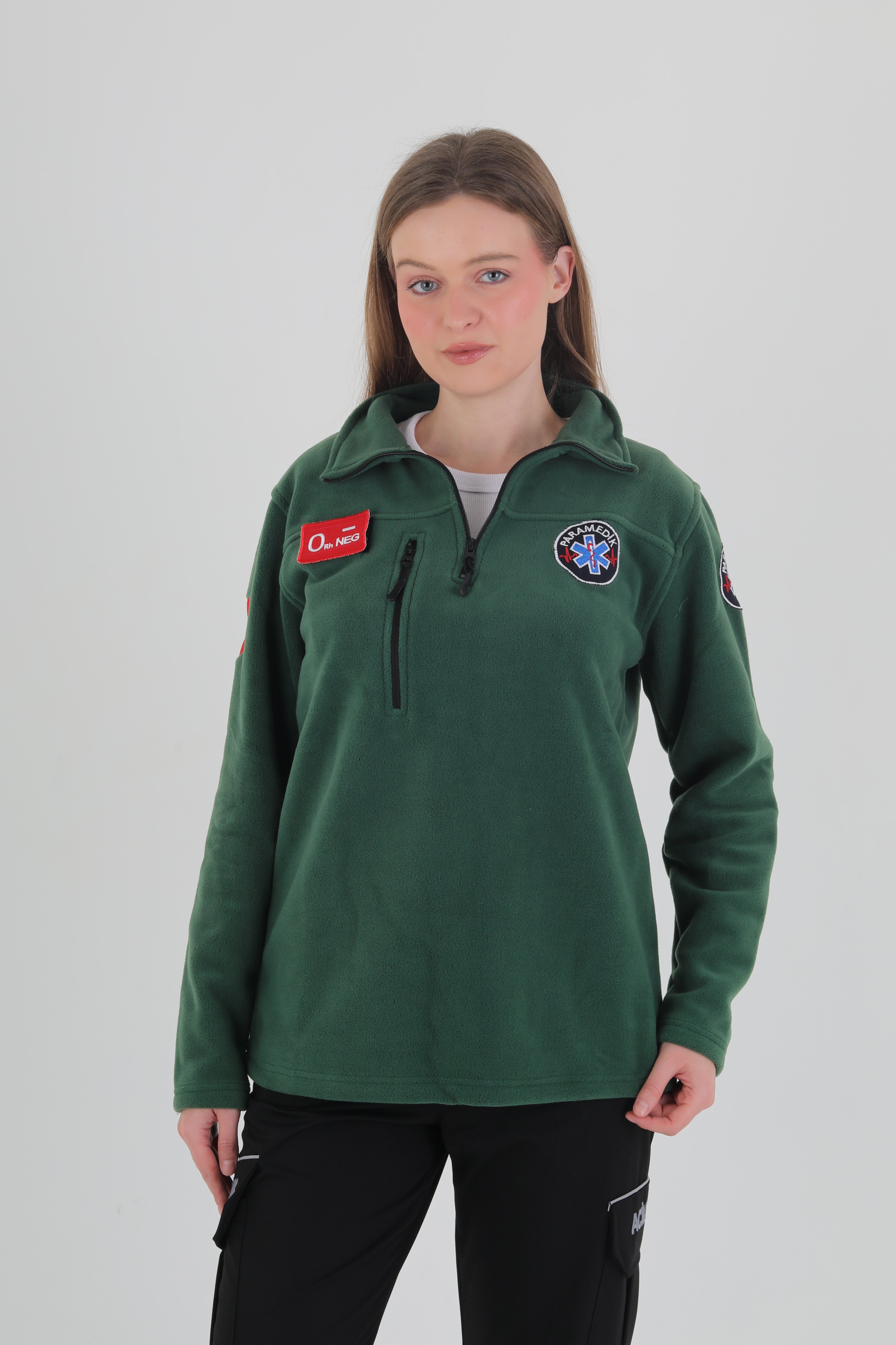 Paramedik Avcı Yeşili Fermuarlı Swit (Unisex-Polar Kumaş)