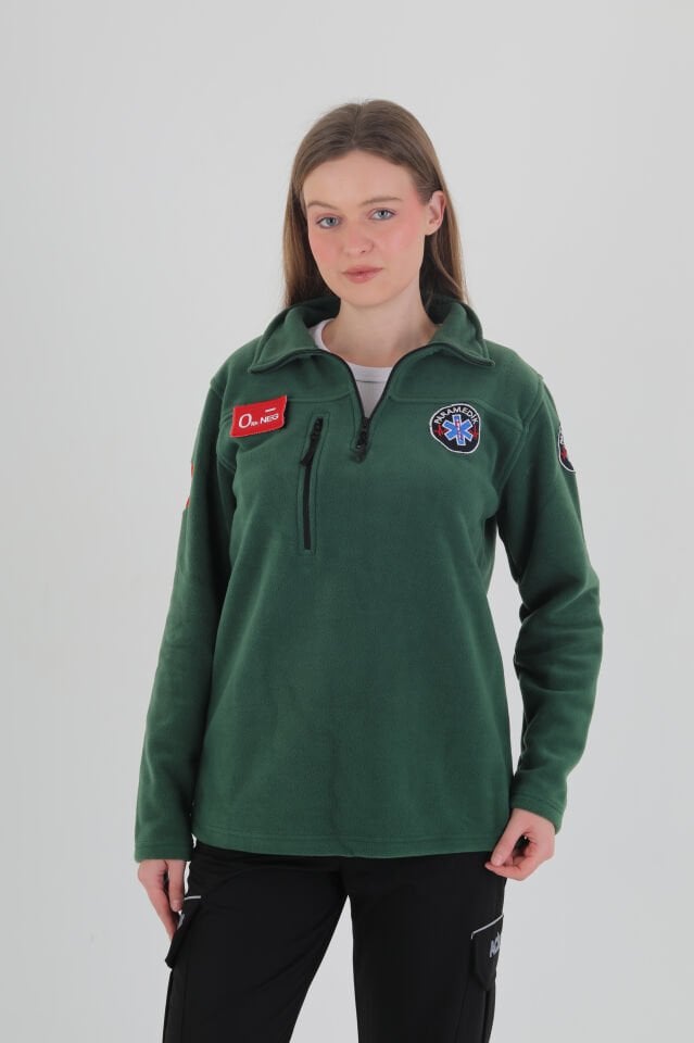 Paramedik Avcı Yeşili Fermuarlı Swit (Unisex-Polar Kumaş)