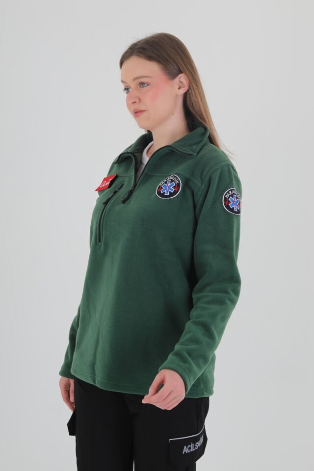 Paramedik Avcı Yeşili Fermuarlı Swit (Unisex-Polar Kumaş)