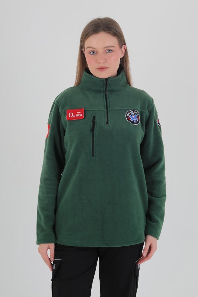 Paramedik Avcı Yeşili Fermuarlı Swit (Unisex-Polar Kumaş)