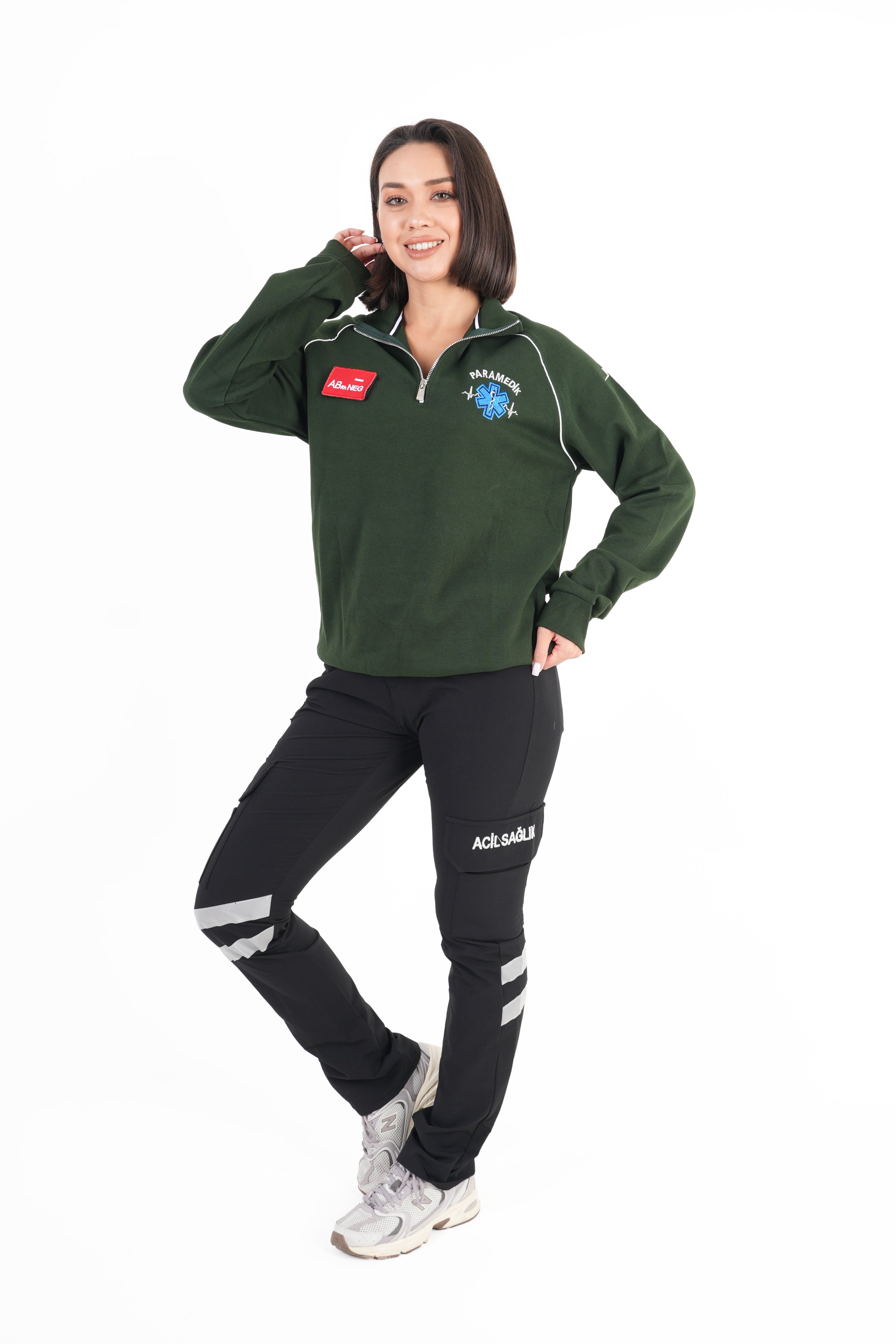 Paramedik Haki Yeşili Fermuarlı Swit (Reglan Kol-Unisex)