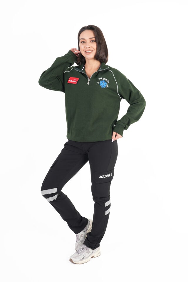 Paramedik Haki Yeşili Fermuarlı Swit (Reglan Kol-Unisex)
