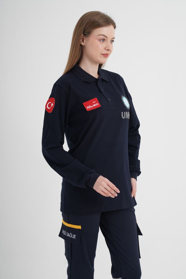 UMKE Lacivert Lacost Uzun Kollu T-shirt (Unisex)