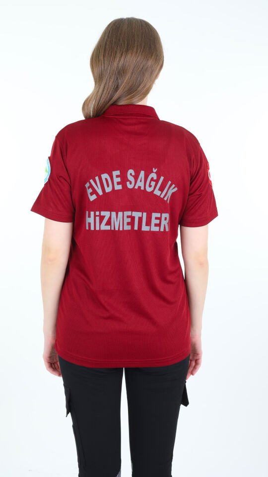 Evde Sağlık Bordo Uzun Kollu Lacost T-shirt (Unisex)