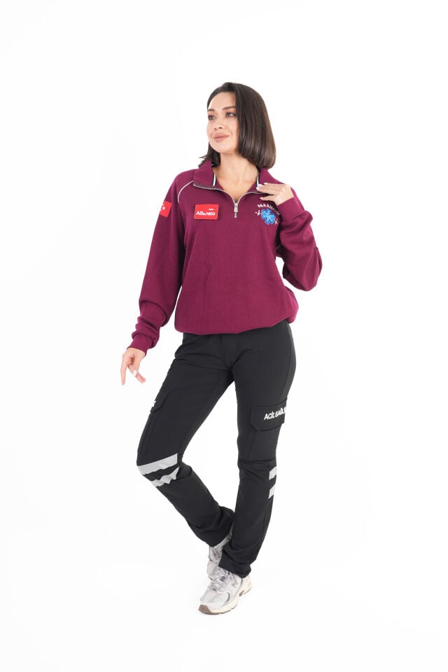 Paramedik Bordo Fermuarlı Swit (Reglan Kol-Unisex)