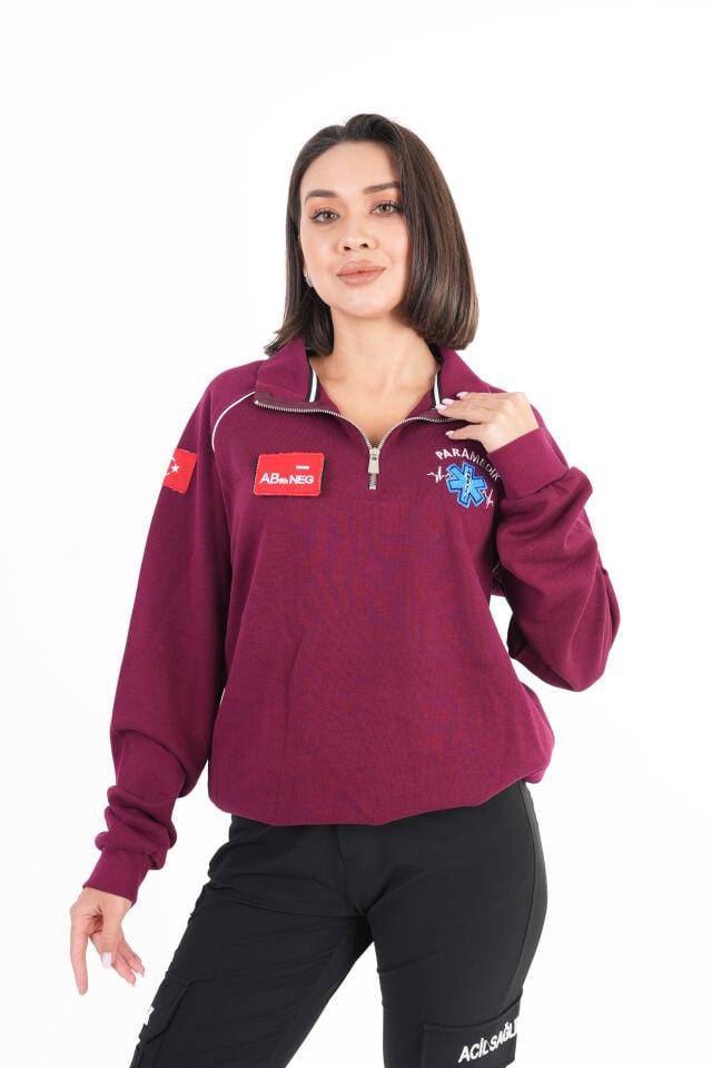 Paramedik Bordo Fermuarlı Swit (Reglan Kol-Unisex)