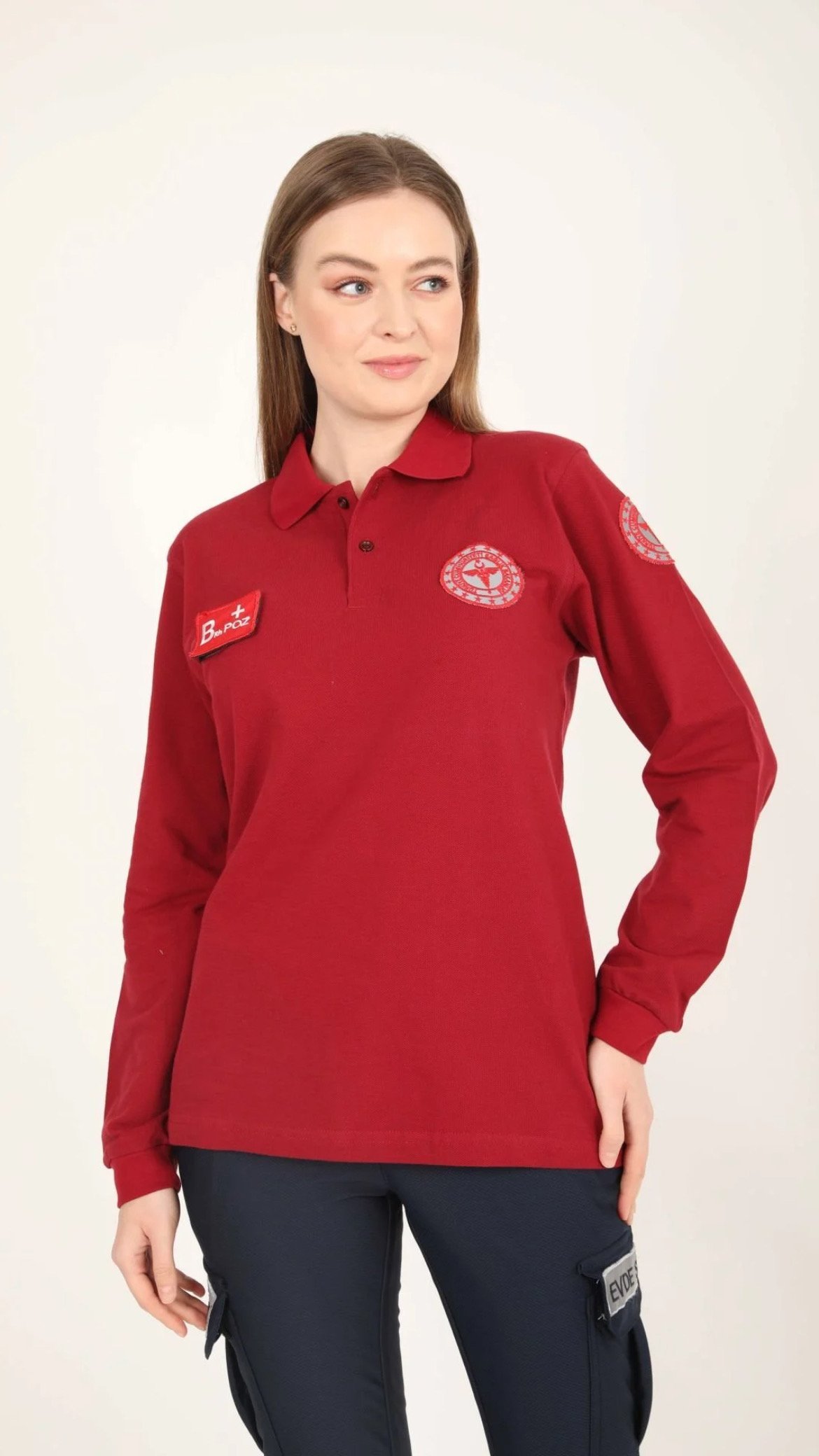 Evde Sağlık Bordo Uzun Kollu Lacost T-shirt (Unisex)
