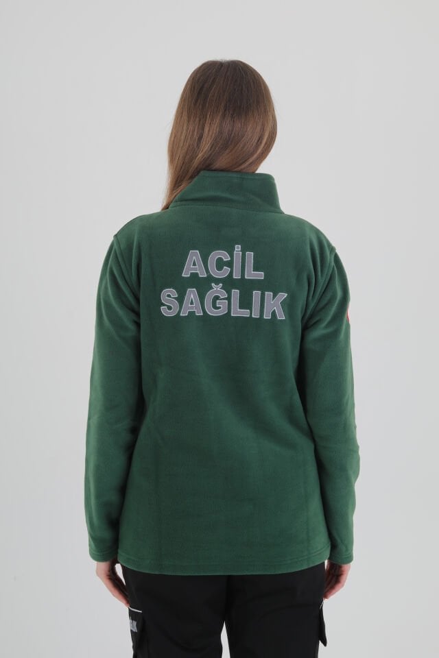 Acil Sağlık Avcı Yeşili Fermuarlı Swit (Unisex-Polar Kumaş)