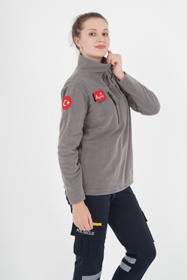 Yeni Açık Füme Fermuarlı Paramedik Swit (UNİSEX)