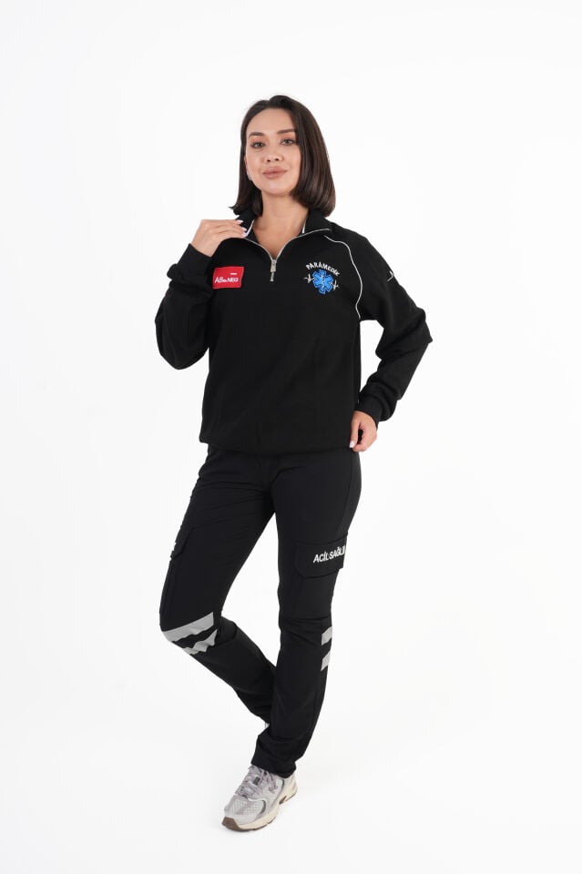 Paramedik Siyah Fermuarlı Swit (Reglan Kol-Unisex)